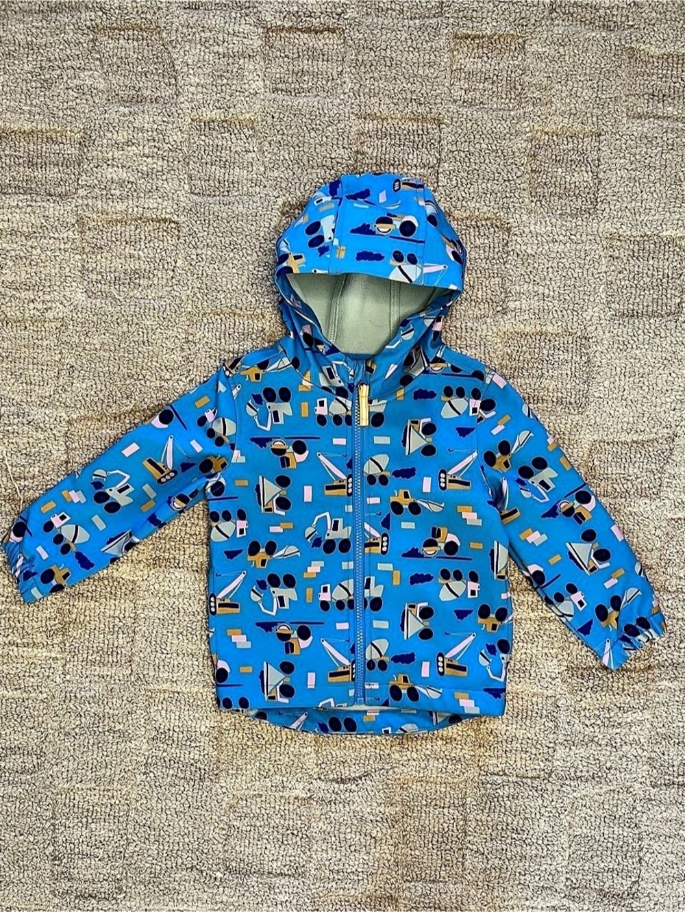 Cat & Jack Toddler Construction Truck Rain Jacket Windbreaker - Blue 3T